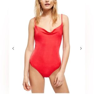 FP Bright Red Slinky Cow Neck Bodysuit